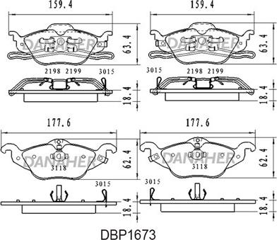 Danaher DBP1673 - Гальмівні колодки, дискові гальма avtolavka.club