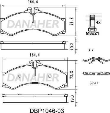 Danaher DBP1046-03 - Гальмівні колодки, дискові гальма avtolavka.club