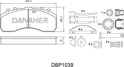 Danaher DBP1039 - Гальмівні колодки, дискові гальма avtolavka.club