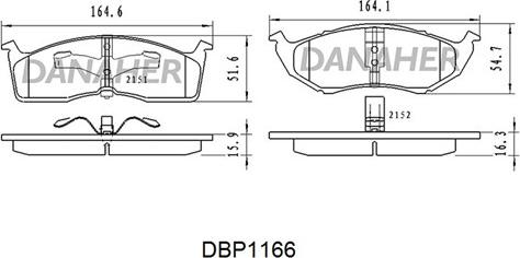Danaher DBP1166 - Гальмівні колодки, дискові гальма avtolavka.club