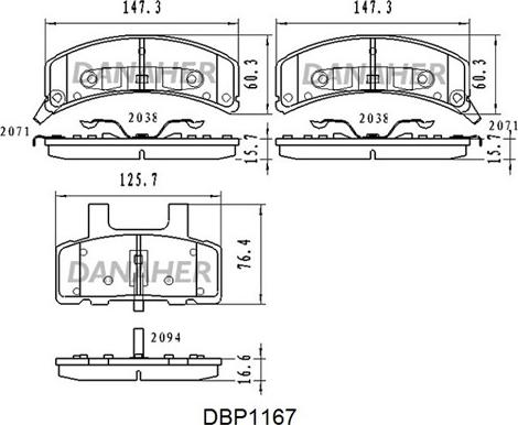 Danaher DBP1167 - Гальмівні колодки, дискові гальма avtolavka.club