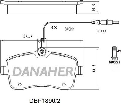 Danaher DBP1890/2 - Гальмівні колодки, дискові гальма avtolavka.club