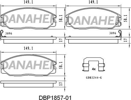 Danaher DBP1857-01 - Гальмівні колодки, дискові гальма avtolavka.club