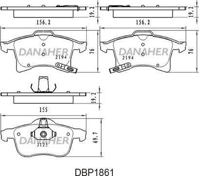 Danaher DBP1861 - Гальмівні колодки, дискові гальма avtolavka.club