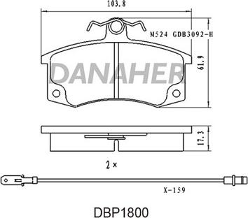 Danaher DBP1800 - Гальмівні колодки, дискові гальма avtolavka.club