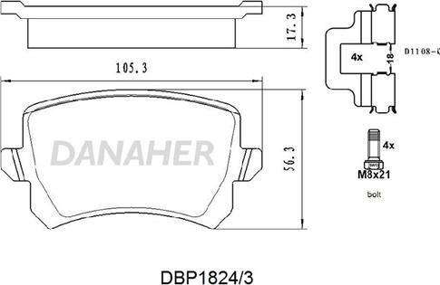 Danaher DBP1824/3 - Гальмівні колодки, дискові гальма avtolavka.club