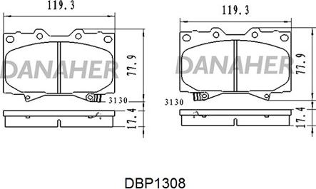 Danaher DBP1308 - Гальмівні колодки, дискові гальма avtolavka.club