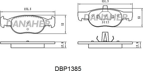 Danaher DBP1385 - Гальмівні колодки, дискові гальма avtolavka.club