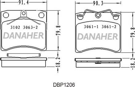 Danaher DBP1206 - Гальмівні колодки, дискові гальма avtolavka.club