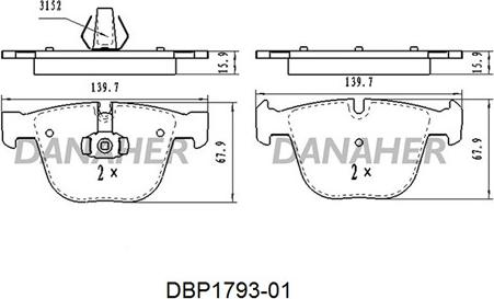 Danaher DBP1793-01 - Гальмівні колодки, дискові гальма avtolavka.club