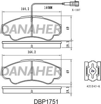 Danaher DBP175/1 - Гальмівні колодки, дискові гальма avtolavka.club
