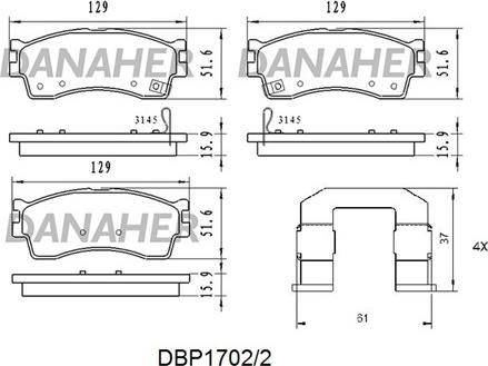 Danaher DBP1702/2 - Гальмівні колодки, дискові гальма avtolavka.club