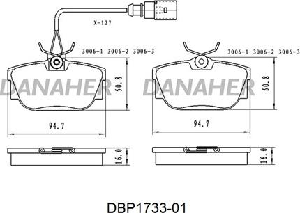 Danaher DBP1733-01 - Гальмівні колодки, дискові гальма avtolavka.club