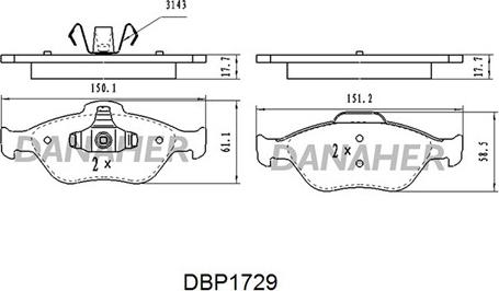 Danaher DBP1729 - Гальмівні колодки, дискові гальма avtolavka.club