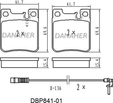 Danaher DBP841-01 - Гальмівні колодки, дискові гальма avtolavka.club