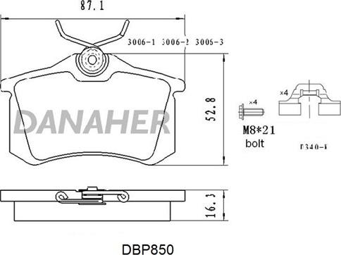 Danaher DBP850 - Гальмівні колодки, дискові гальма avtolavka.club