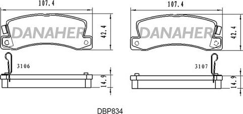 Danaher DBP834 - Гальмівні колодки, дискові гальма avtolavka.club