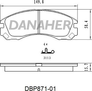 Danaher DBP871-01 - Гальмівні колодки, дискові гальма avtolavka.club