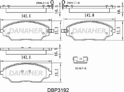 Danaher DBP3192 - Гальмівні колодки, дискові гальма avtolavka.club