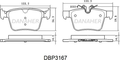 Danaher DBP3167 - Гальмівні колодки, дискові гальма avtolavka.club