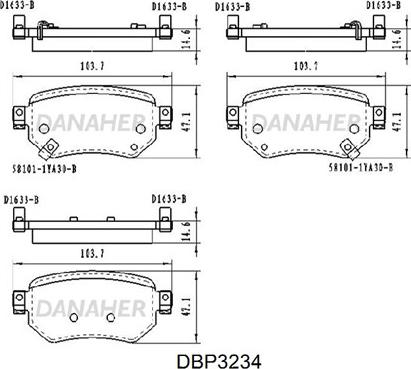 Danaher DBP3234 - Гальмівні колодки, дискові гальма avtolavka.club