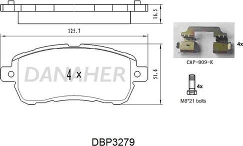 Danaher DBP3279 - Гальмівні колодки, дискові гальма avtolavka.club