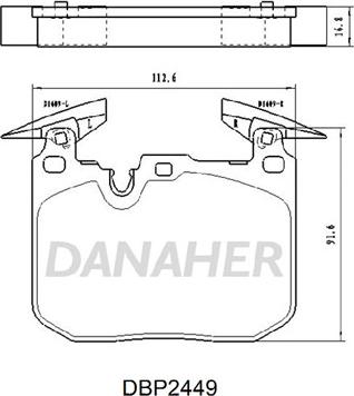 Danaher DBP2449 - Гальмівні колодки, дискові гальма avtolavka.club