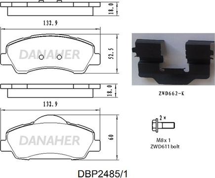 Danaher DBP2485/1 - Гальмівні колодки, дискові гальма avtolavka.club