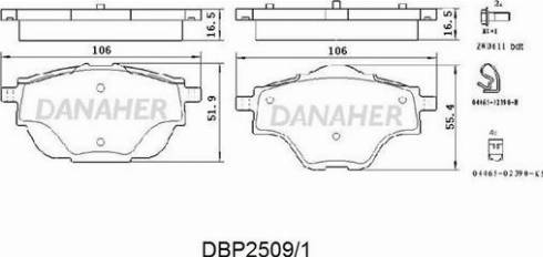 Danaher DBP2509/1 - Гальмівні колодки, дискові гальма avtolavka.club