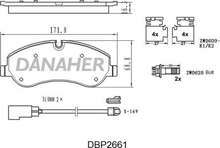 Danaher DBP2661 - Гальмівні колодки, дискові гальма avtolavka.club