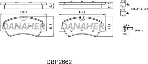 Danaher DBP2662 - Гальмівні колодки, дискові гальма avtolavka.club