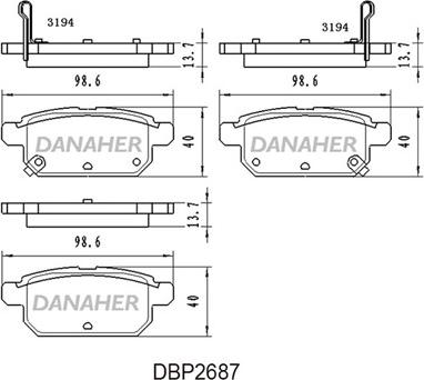 Danaher DBP2687 - Гальмівні колодки, дискові гальма avtolavka.club