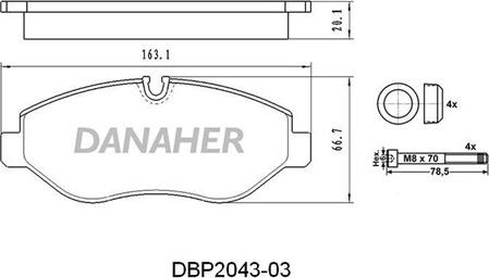 Danaher DBP2043-03 - Гальмівні колодки, дискові гальма avtolavka.club