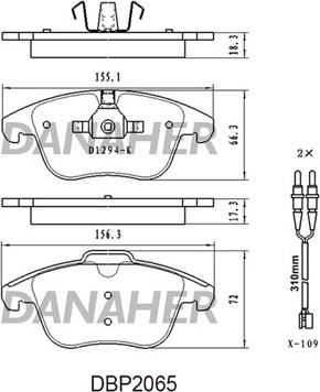 Danaher DBP2065 - Гальмівні колодки, дискові гальма avtolavka.club