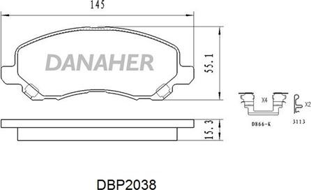 Danaher DBP2038 - Гальмівні колодки, дискові гальма avtolavka.club