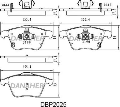 Danaher DBP2025 - Гальмівні колодки, дискові гальма avtolavka.club