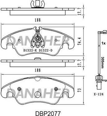 Danaher DBP2077 - Гальмівні колодки, дискові гальма avtolavka.club