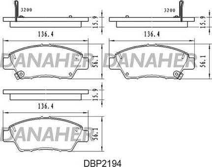 Danaher DBP2194 - Гальмівні колодки, дискові гальма avtolavka.club