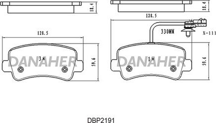 Danaher DBP2191 - Гальмівні колодки, дискові гальма avtolavka.club