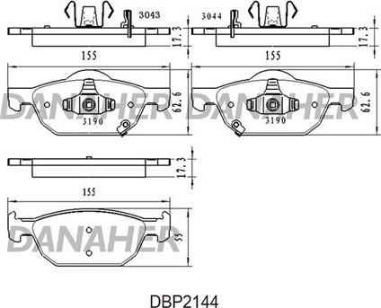 Danaher DBP2144 - Гальмівні колодки, дискові гальма avtolavka.club