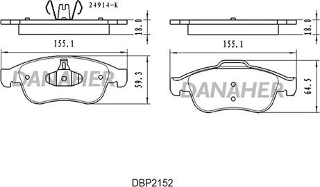 Danaher DBP2152 - Гальмівні колодки, дискові гальма avtolavka.club