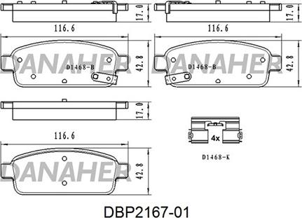 Danaher DBP2167-01 - Гальмівні колодки, дискові гальма avtolavka.club