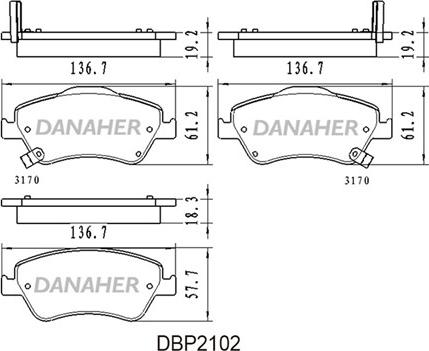 Danaher DBP2102 - Гальмівні колодки, дискові гальма avtolavka.club