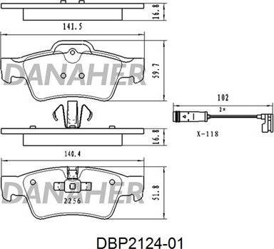 Danaher DBP2124-01 - Гальмівні колодки, дискові гальма avtolavka.club