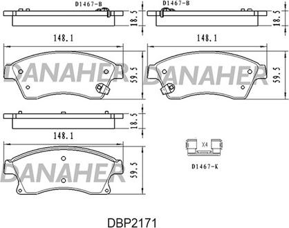 Danaher DBP2171 - Гальмівні колодки, дискові гальма avtolavka.club
