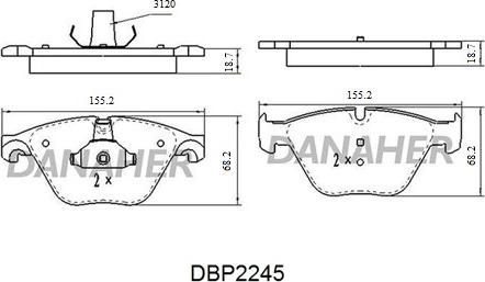 Danaher DBP2245 - Гальмівні колодки, дискові гальма avtolavka.club