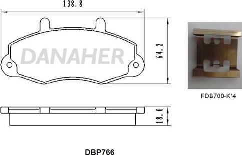 Danaher DBP766 - Гальмівні колодки, дискові гальма avtolavka.club