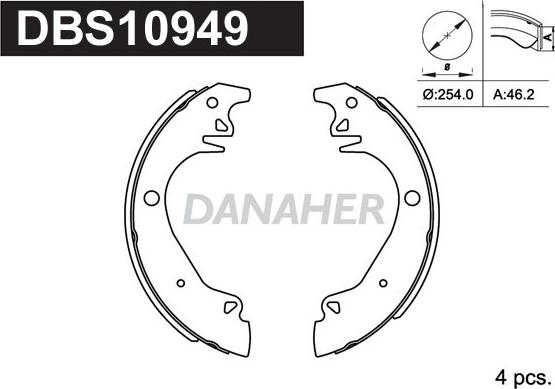 Danaher DBS10949 - Комплект гальм, барабанний механізм avtolavka.club