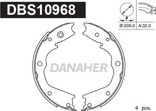 Danaher DBS10968 - Комплект гальм, ручник, парковка avtolavka.club