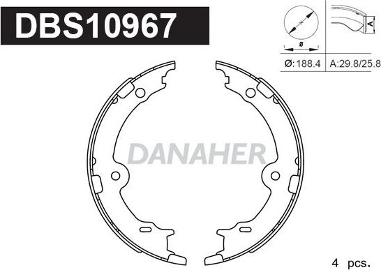 Danaher DBS10967 - Комплект гальм, ручник, парковка avtolavka.club
